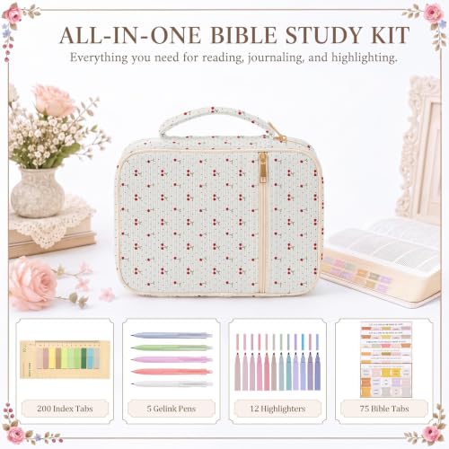 Britimes Bible Cover Case for Women, Bible Cover with Accessories, Cherry - color: Cherry