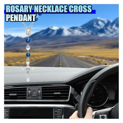 ZIMISI 2PCS Car Rosary for Rearview Mirror (Ceramic) - color: Ceramic Blue
