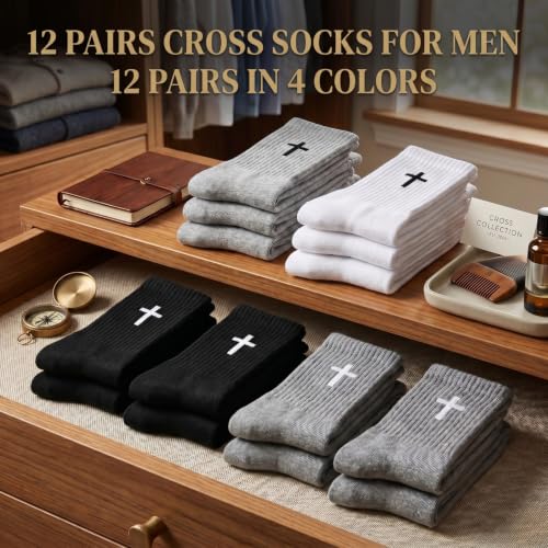 Shihanee 12 Pairs Cross Socks Men Crew - color: Multicolor