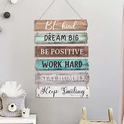 Blulu 6 Pcs Positive Quotes Wall Hanging Plaque Sign, Retro Style - style: Retro Style