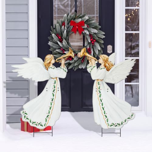 Moxweyeni 2 Pcs Christmas Angel Yard Signs with Stakes, 19.7 Inch - style: Classic