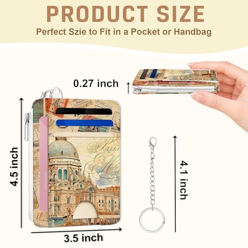 Retro City Travel Credit Card Holder Wallet, Slim RFID Blocking Card Case - color: City