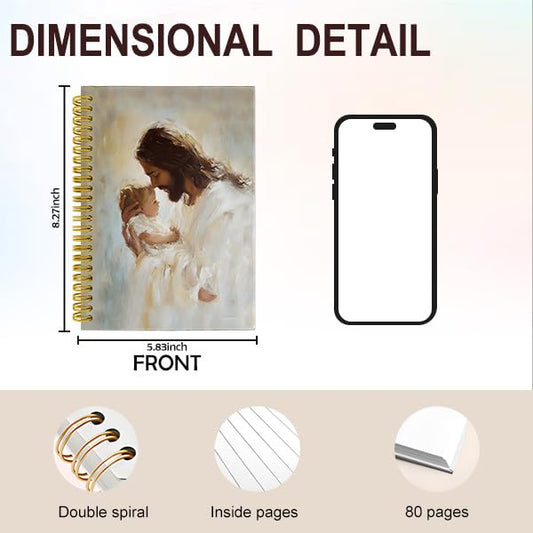 Christian Jesus Notebook Journal, Baptism Gifts Journal for Women, Neutral Jesus With Baby Religious Bible Spiral Hardcover Notebook for Work Study, 5.5x8.3 Inch - color: Multiple color4