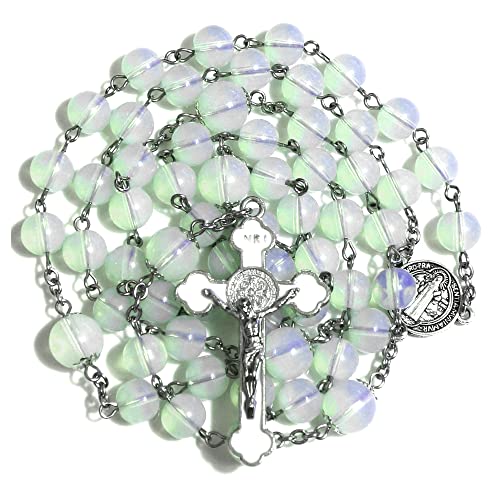 Rosary Beads Chaplet Artificial Opal Sphere Rosery Cross Catholic gifts