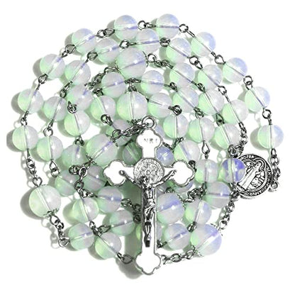 Rosary Beads Chaplet Artificial Opal Sphere Rosery Cross Catholic gifts