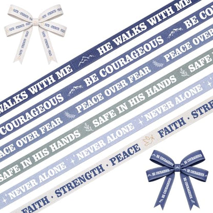 6 Rolls Bible Verse Ribbon, Grosgrain Religious Ribbon 3/8 Inch, Courage - color: Difficulties