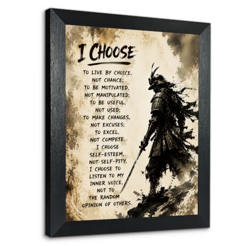 NKTVKC Samurai Warrior Quote Canvas Print – Solid Wood Frame, HD Waterproof Oil Painting Fabric – for Office, Gym, Study Room Motivation - color: Samurai Warrior Quote, size: 11"L x 9"W