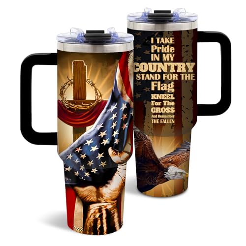 DUUV American Flag Cross Eagle Tumbler 40oz, Insulated 4th of July Cup Gift - color: Pride Flag