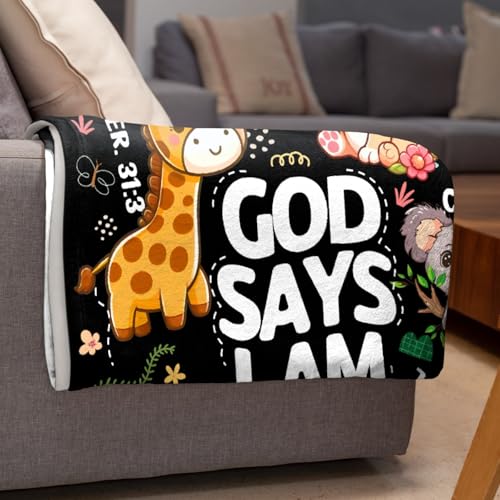 Animals Bible Blanket,Christian Gifts,God Says I Am Throw Blankets,30x40" - color: Bible-animals, size: 30"x40"