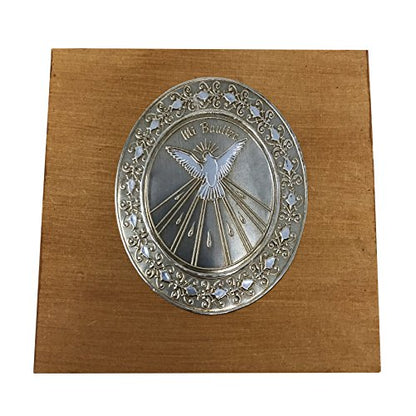 Arcangeles Mexicanos Catholic Baptism Candle Set in a Wooden Box with Towel, Candle, Rosary and Shell for Baby Boys and Girls. Handmade in Mexico