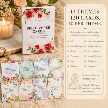 Bible Verse Cards, 120 KJV Scripture Cards for Daily Encouragement