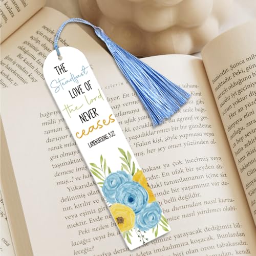 Dazoratix Christian Acrylic Bookmark Blanks - 60 Pcs Bible Verse Bookmarks Making Kit Religious Inspirational Clear Flower UV DTF Transfer Stickers with Ribbons DIY Craft for Reading Women Book Lovers