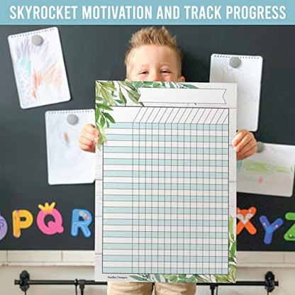 Attendance Chart for Classroom -4pc Laminated Chore & Reward Chart for Kids - color: Farmhouse Classic