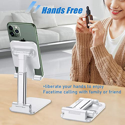 2 Pcs MT-6 Cell Phone Holder, Adjustable Angle and Height, Anti-Slip Silicone Pad, Foldable and Portable, Compatible with 4-8 Inch Devices - color: G-White