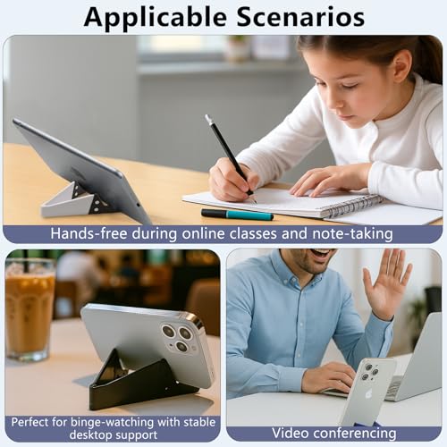 Portable Mobile Phone Stand for Desk, Foldable Pocket Travel Holder, Universal V Smartphone Kickstand Mount Compatible with iPhone, iPads, Kindle, Android, Pack of 4