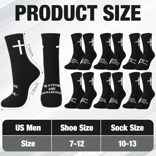 Cutecrop Christian Socks Cross Prayer Socks for Men Birthday Gift for Dad Husband Grandpa - color: Black