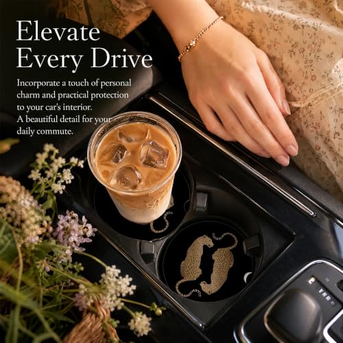 Car Coasters for Cup Holders, Black Cheetah Car Coasters Set of 2, B21 - color: Leopard