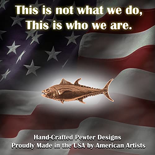 Bluefin Tuna Fish Pin, Pewter, Lapel, Hat, Pins, Brooch, Brooches, Jewelry, Gift, Handmade in the USA, 200 Fish Designs Available. S009Z - color: Copper Plated