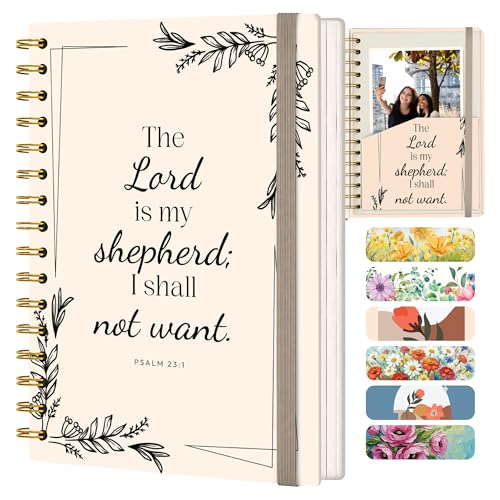 Hardcover Blank Christian Notebook – 140 Pages – Psalm 23:1 - color: Shepherd_Cream