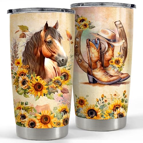 Horse Tumbler 20oz Horses Gifts for Women Girl Stainless Steel Insulated Tumblers Coffee Travel Mug Cup Equestrian Gift for Birthday Christmas - color: Horse 1