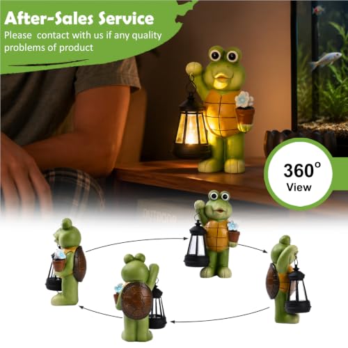 Goodeco Turtle with Solar Lantern - Outdoor Garden Gifts for Women - color: Brown