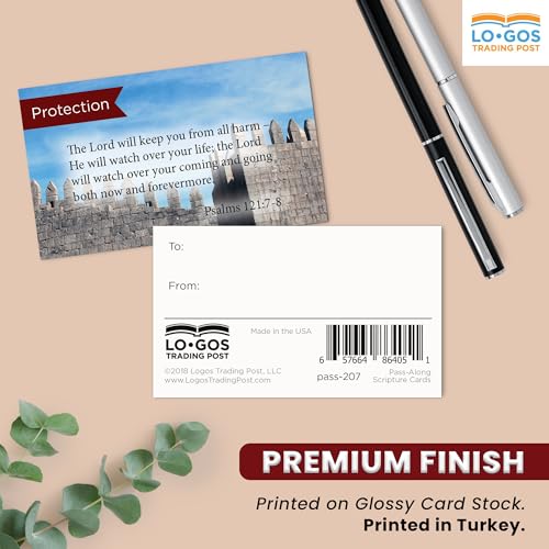 Pass It On Scripture Cards, Protection, Psalm 121:78, Pack of 25 Inspirational Bible Verse Wallet Cards for Devotional, Bible Study, & Memorization, Small Christian Greetings for Encouragement - color: Psalms 121:7-8