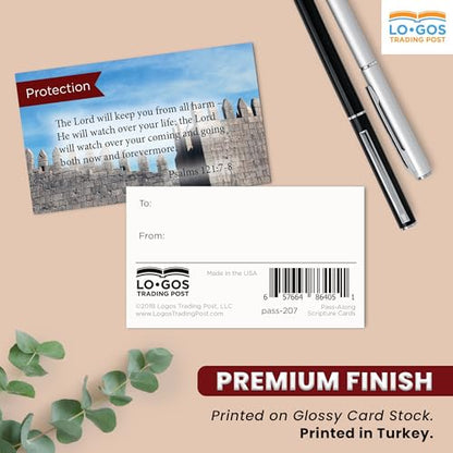 Pass It On Scripture Cards, Protection, Psalm 121:78, Pack of 25 Inspirational Bible Verse Wallet Cards for Devotional, Bible Study, & Memorization, Small Christian Greetings for Encouragement - color: Psalms 121:7-8