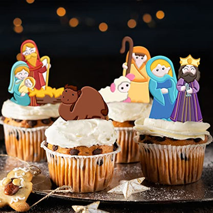 Whaline 2Pcs Christmas Fondant Molds Nativity Silicone Moulds Night of Birth Resin Baking Molds Jesus' Birth Theme Cake Decorating Molds for Xmas Handmade DIY Candy Chocolate Cookie Sugarcraft - style: Nativity