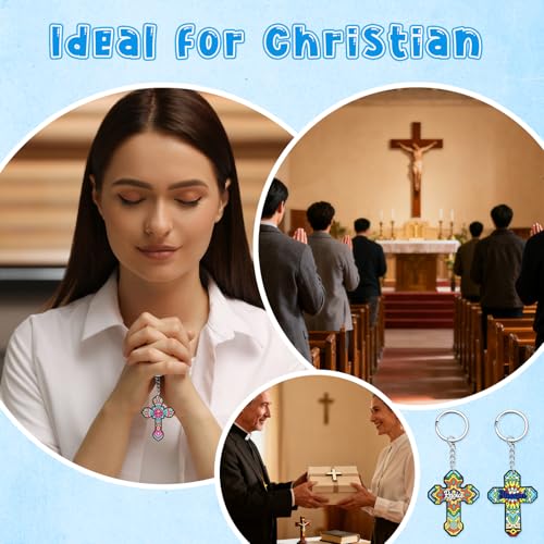 Cute Keychain Bulk,Cute Key Chain for Car Keys Purse Bag Rewards - color: Cross-20