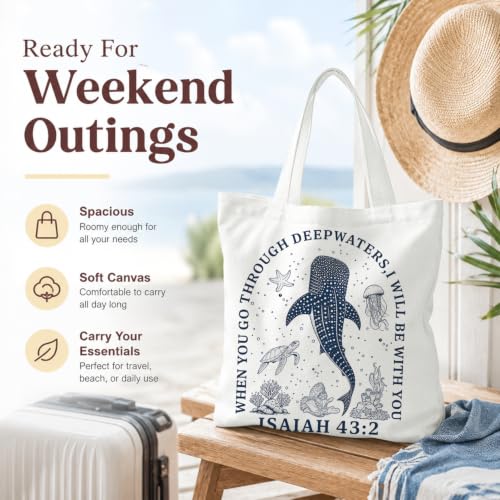 Christian Canvas Tote Bag, Bible Verse Reusable Shopping Bag - color: Bible-3