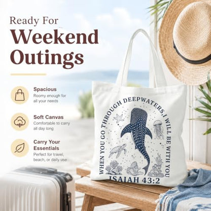 Christian Canvas Tote Bag, Bible Verse Reusable Shopping Bag - color: Bible-3