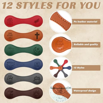Sinload 24 Pcs Magnetic Leather Bible Bookmarks Bulk Pastor Gifts, Classic - style: Classic