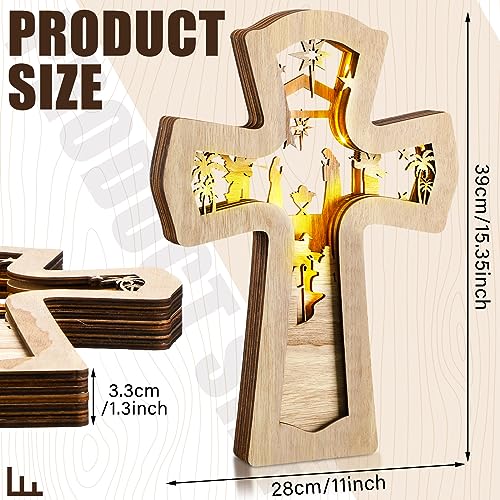 Bucherry Wooden Nativity Scene Christmas Tabletop Ornament,Cross - style: Cross
