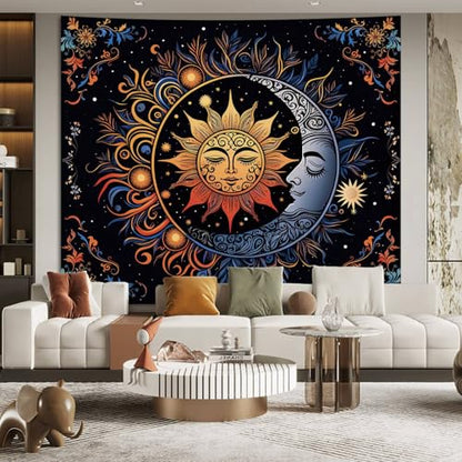 Apdidl Sun and Moon Boho Tapestry, Hippie Mandala Tapestries Wall Hanging - color: D-Boho Sun Tapestry, size: 90"L x 71"W