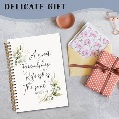 a Sweet Friendship Refreshes the Soul Christian Spiral Notebooks, Proverbs 27:9 Bible Journal, Gifts for Christian Women Friends, Religious Notebook for Note Taking, 5.5x8.3 Inch - color: white Bible Notebook-1
