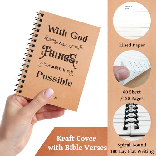 OSIMIG 90 Pcs/30 Set Christian Spiral Notebooks Bulk with Ballpoint Pen and Bookmark; Small Prayer Journal Notebook; Christian Gifts for Church Members, Bible Study Groups & Church Families