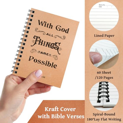 OSIMIG 90 Pcs/30 Set Christian Spiral Notebooks Bulk with Ballpoint Pen and Bookmark; Small Prayer Journal Notebook; Christian Gifts for Church Members, Bible Study Groups & Church Families
