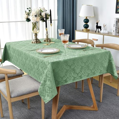 SASTYBALE Flower Jacquard Rectangle Tablecloth 60 x 102 Inch, Sage Green - color: Sage Green, size: 102" x 60" (Rectangular)