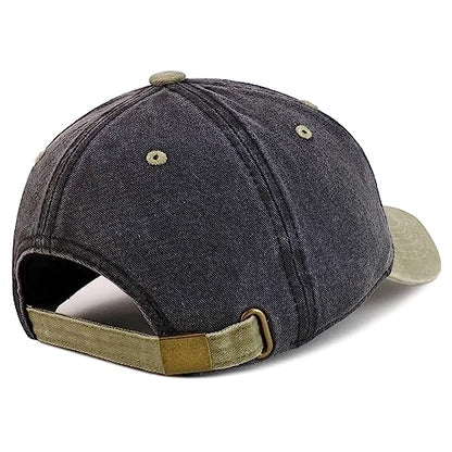 Trendy Apparel Shop Dad Embroidered Pigment Dyed Low Profile Cotton Cap - color: Black Khaki