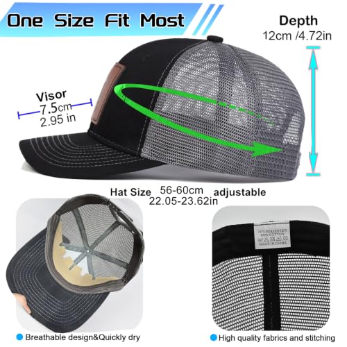 Black Baseball Cap Snapback hat for Men Snap Pack Hip Hop Mens Hat - color: Leather Cross