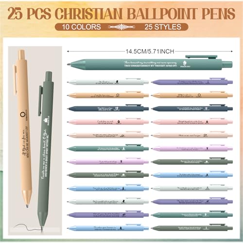 Feifeiya 25 Sets Christian Gifts Bulk for Church Bible Verses Ballpoint Pens Religious Emergency Bookmarks Compact Mirrors for Women Grandmother Bible Study Group