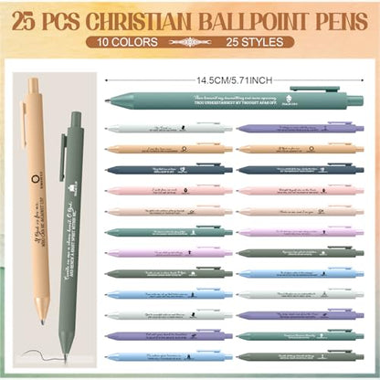 Feifeiya 25 Sets Christian Gifts Bulk for Church Bible Verses Ballpoint Pens Religious Emergency Bookmarks Compact Mirrors for Women Grandmother Bible Study Group