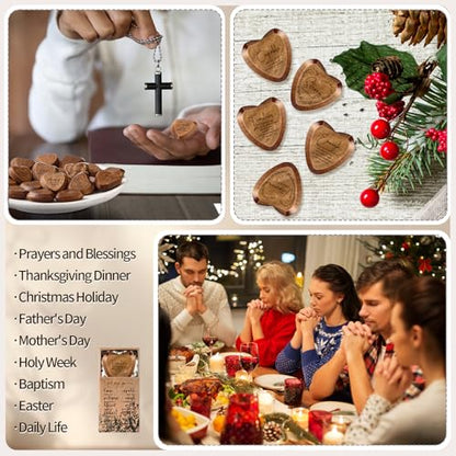 Yalikop 24 Sets Christian Gift Bulk Wooden Scripture Hearts, Brown - color: Brown