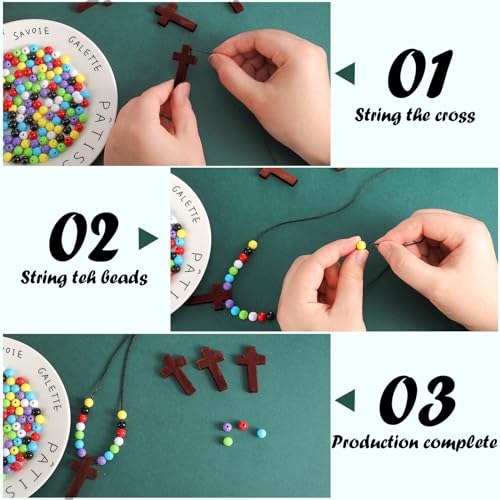 Kathfly 261 Pcs Wood Cross Necklace, Sunday School Crafts for Kids, Camel - color: Camel
