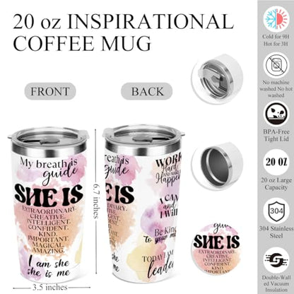Positive Affirmations Tumbler, Self Love Mental Health Gifts Inspirational Gifts for Women Friend Sister Girls Birthday Friendship Christmas 20 oz Insulated Coffee Tumbler Travel Cup - color: SheIs 0855
