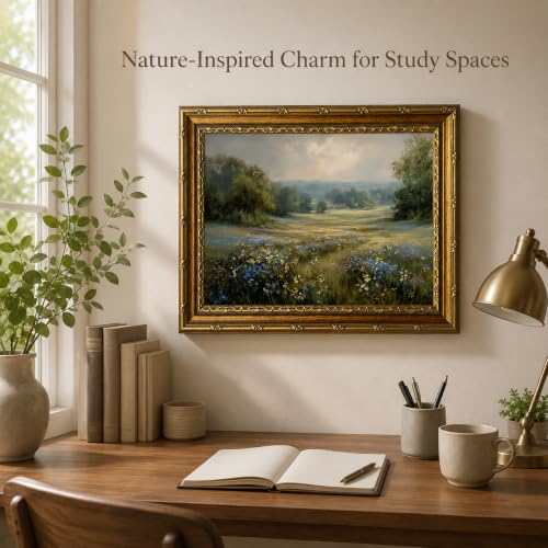Framed Wildflower grassland Canvas Wall ArtFarmhouse Artwork 16x12 Inch - color: Framed Wildflower grassland 36, size: 16"L x 12"W