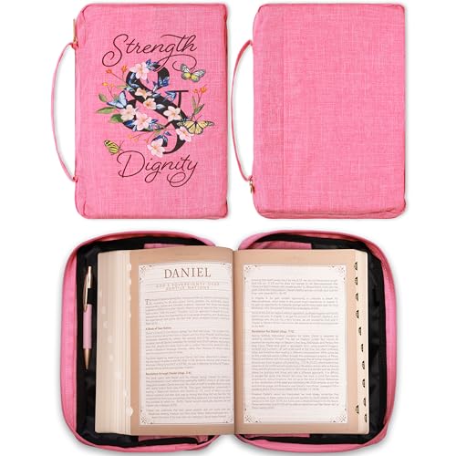Christian Art Gifts Polyester Bible Cover for Women: Strength & Dignity - color: Pink - Strength & Dignity, size: Large