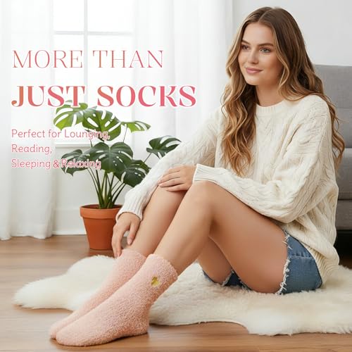 Fuzzy Socks for Women Mothers Day Self Care Book Lovers Christian Birthday Gifts - color: Pink