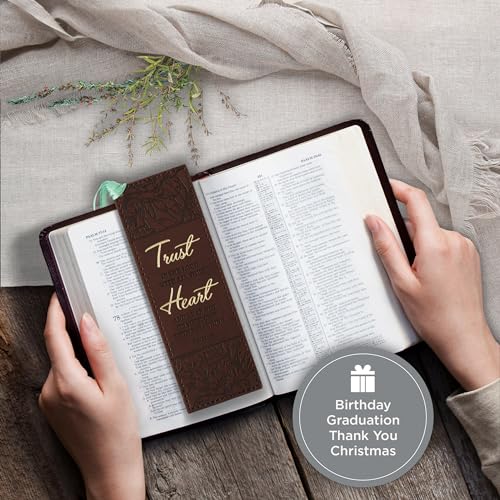 Christian Art Gifts Premium Faux Leather Floral Bookmark: Trust in The Lord - color: Brown - Trust Lord