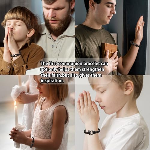 Baptism Gifts for Boys,Braided Rope Cross Bracelet for Kids,First Communion Gifts Boys Christian Christening Graduation - color: Style8